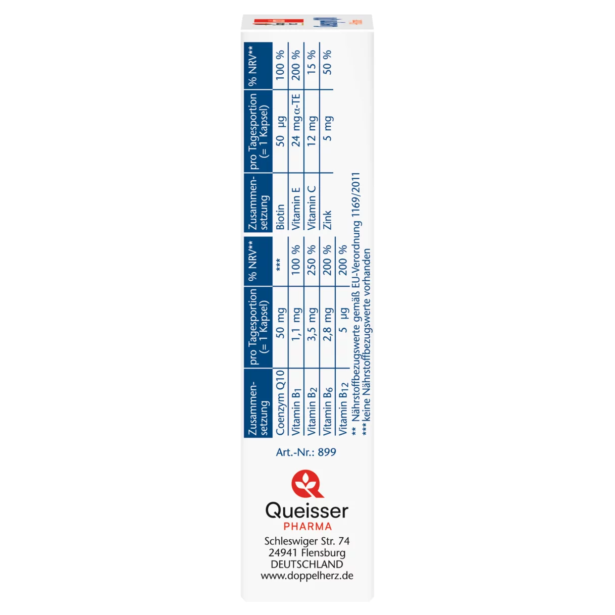 Abbildung der Produktverpackung Doppelherz aktiv Coenzym Q10 Seitenansicht links